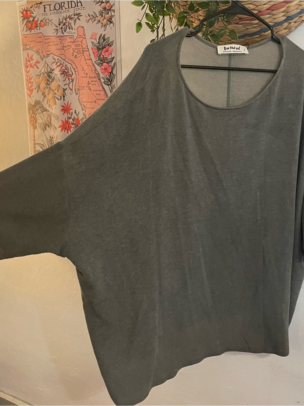 Three Bird Nest Washed Olive Oversized Short Sleeve Tee